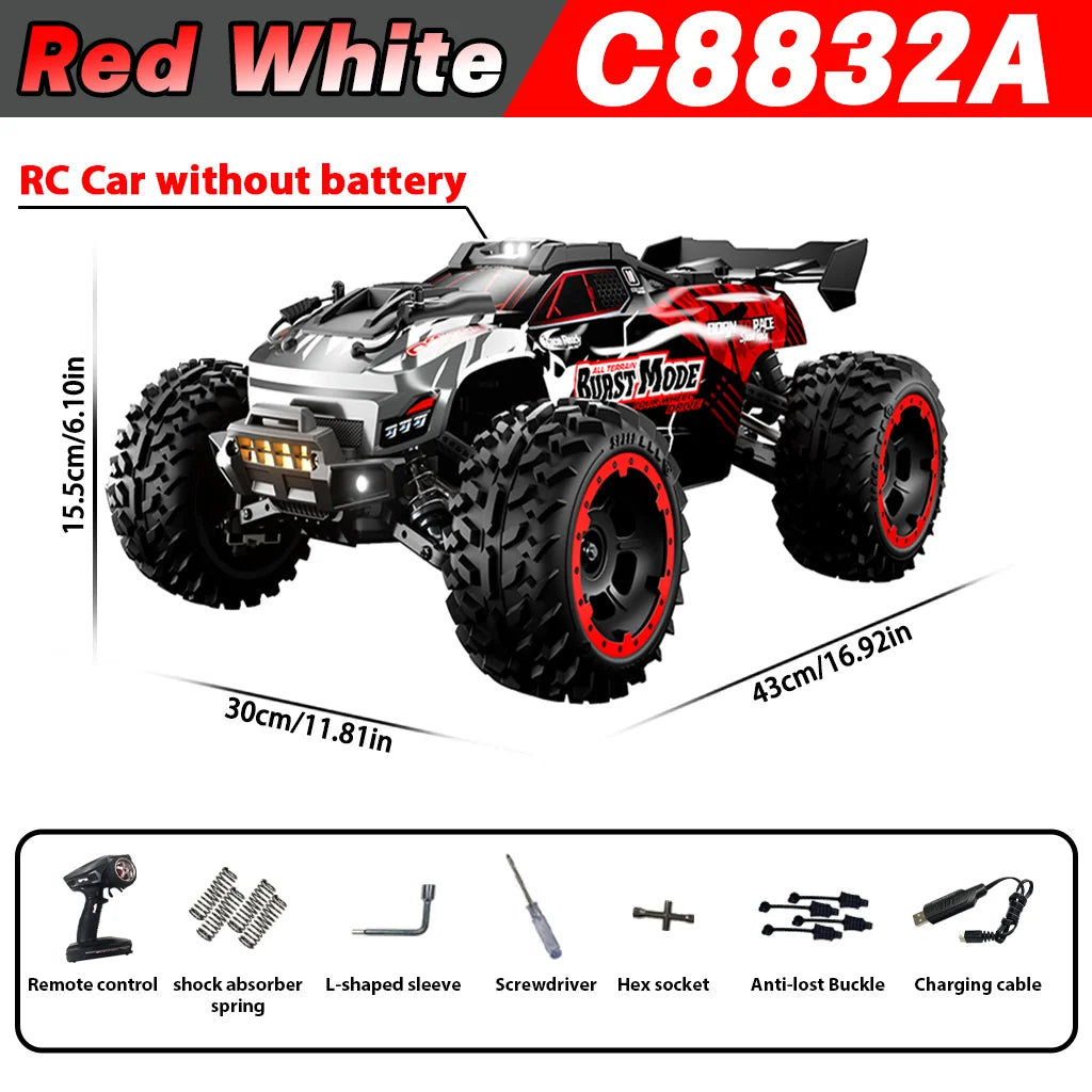 JJRC C8832A 1:10 RC Car 2.4G 4WD High-Speed With Light Large Electric Remote Control Crawler 4x4 Off-Road Vehicle Toy For Kid
