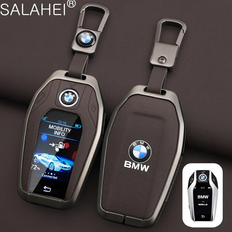 Leather Car Display LED Key Case Fob Cover Shell For BMW 3 5 7 Series G11 G12 G30 G31 X4 X5 X6 X7 i8 G32 G05 G07 X3 Accessories