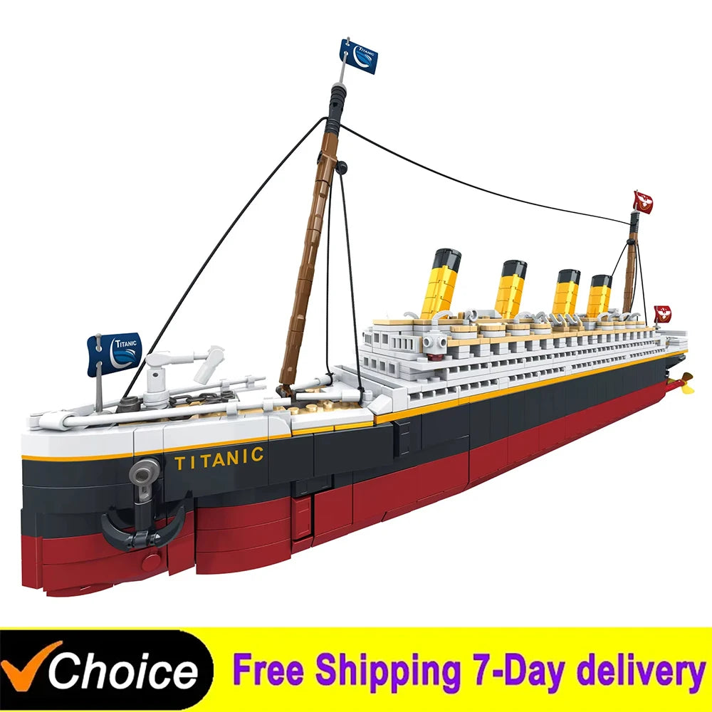 1507Pcs new large-scale Titanic creative model building block set, adult challenge huge Titanic cruise ship model building Toys