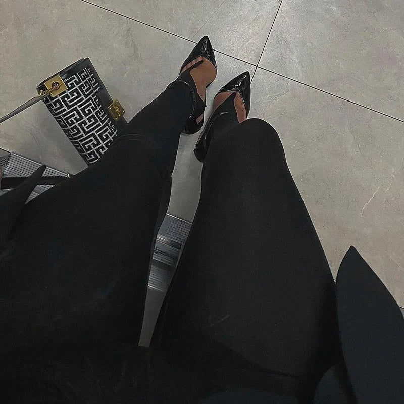 Talenza Women's Sexy Leggings Black Fashion Office Lady High-Waisted Skinny Trousers Autumn New Vintage Patchwork Female Pants