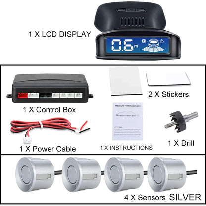 Front Rear Parking Sensor Kit 8 Probe Auto Blind Spot Radar LCD Monitor 12V Parktronic Reverse Backup Assist System