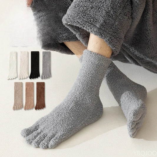 7 pairs Men's winter thick fashionable versatile five finger socks casual comfortable warm split toe sleeping socks