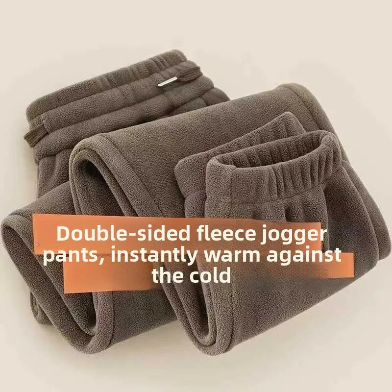 Men's Double-Sided Fleece Thickened Warm Casual Pants Winter Long Trousers Outerwear Loose Fit Youthful Style Autumn Winter