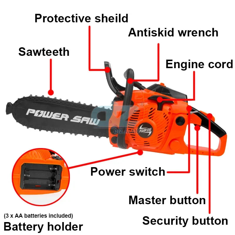 Electric Power Chainsaws Kids Toys Tools Realistic Sound Children Halloween Christmas Gift for Boys Pretend Play Plastic Toy