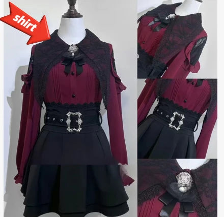 Jirai Kei Lolita Blouse Kawaii Top Women Cute Japanese Style Shirt with Bow Y2K Elegant Long Sleeve Sweet Casual Aesthetic Tops