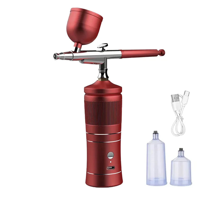 Rechargeable Airbrush Compressor Kit Air Brush Sprayer Gun Water Oxygen Deep Hydrating Machine for Nail Art Tattoo Cake Makeup