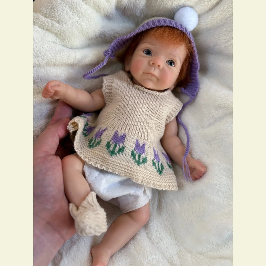 26cm Washable Open Eyes Whole Body Silicone Reborn Girl Doll With Rooted Hair Lifelike Newborn Doll With Painted Skin