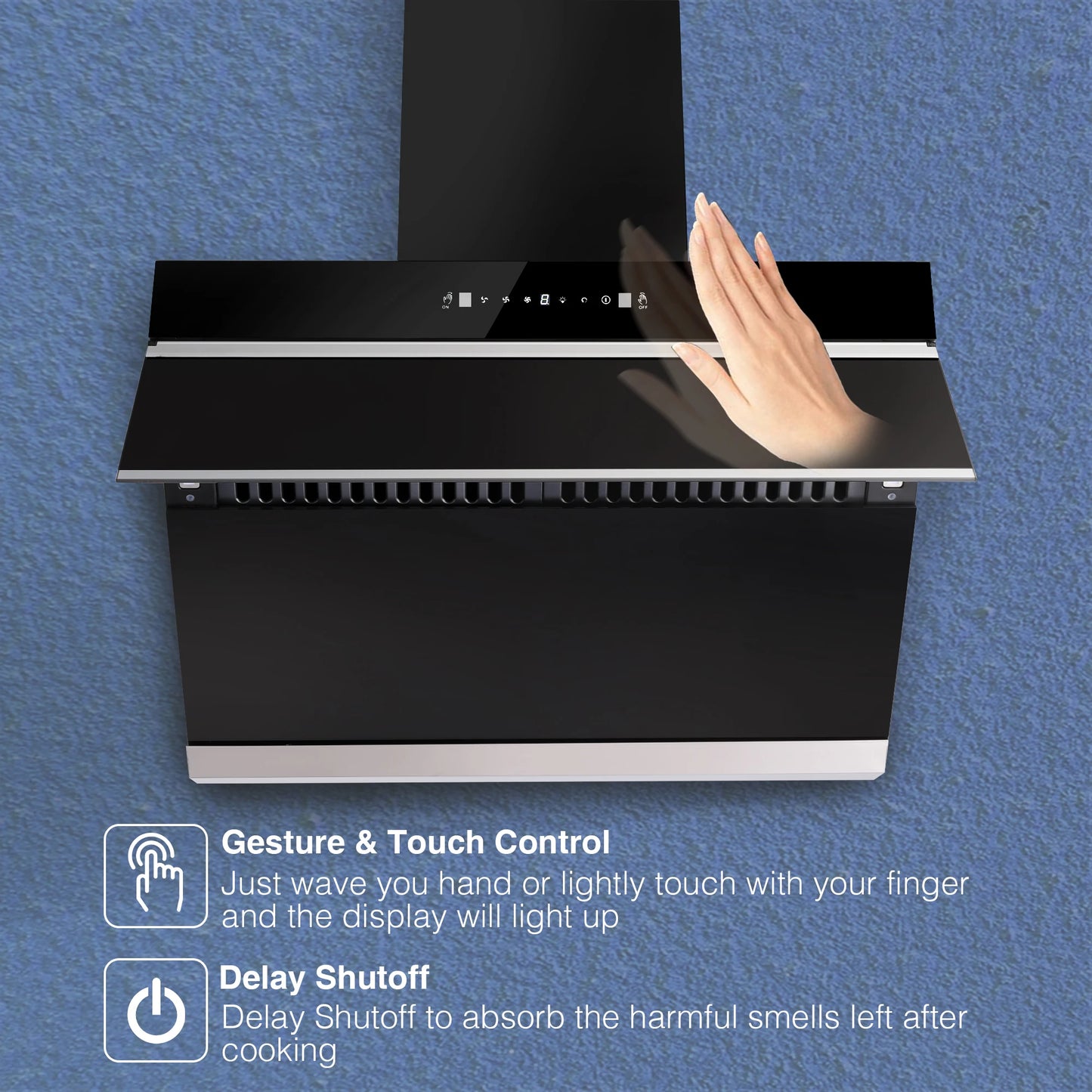 900CFM 30"Under Cabinet/Wall Mount Range Hood w/Heated Auto-Clean Gesture&Touch Control Tempered Glass 3-Speed & Baffle Filter