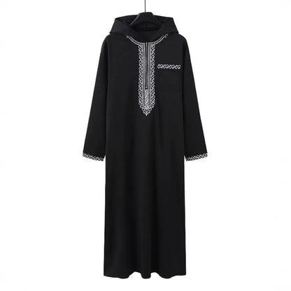 Men's Loose Fitting Hooded Luxury Embroidered Long Sleeved Traditional Ethnic Clothing