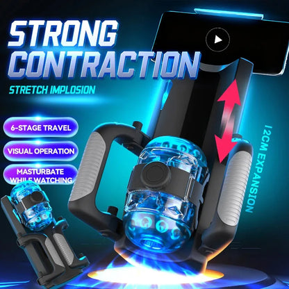 Fully Automatic Handle Masturbator 6-Segment Fixed-point Telescopic Male One-Key Burst Masturbation Cup Trainer Sex Toys for Men