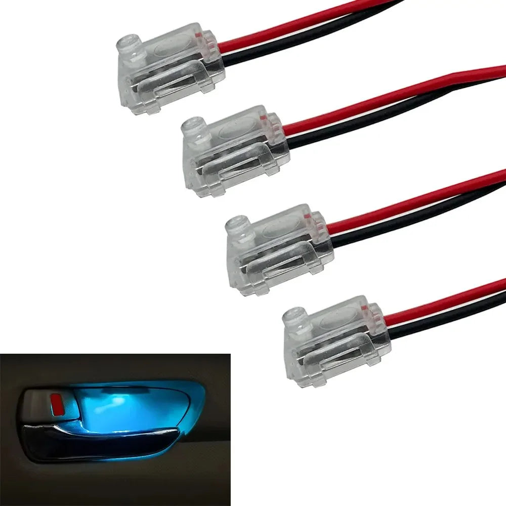 4PCS Car Door Bowl LED Light Red Green Blue White Yellow Ice Blue Pink Concealed Installation Interior Handle Light Accessories