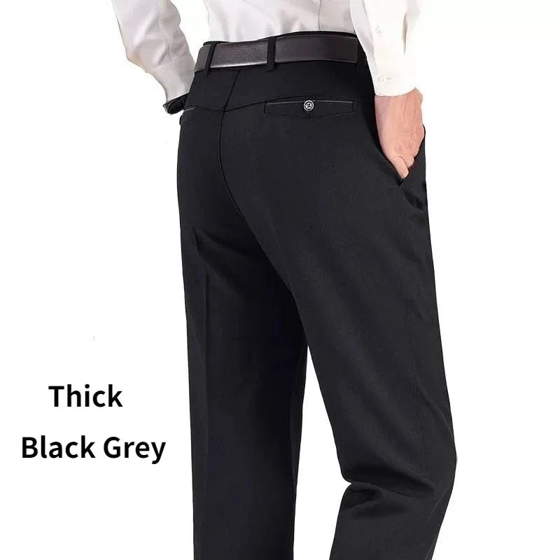 New Design Autumn Men Casual Pants Thick Loose Male Pant High Waist Straight Trousers Business Fashion Pants Man Plus Size 28-40