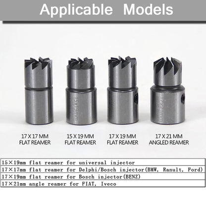 5PCS Diesel Injector Seat Cutter Tool Kit Carbon Cutting Cleaner Tool Set with Flat Angled Reamer Hex Key for Mercedes-Benz