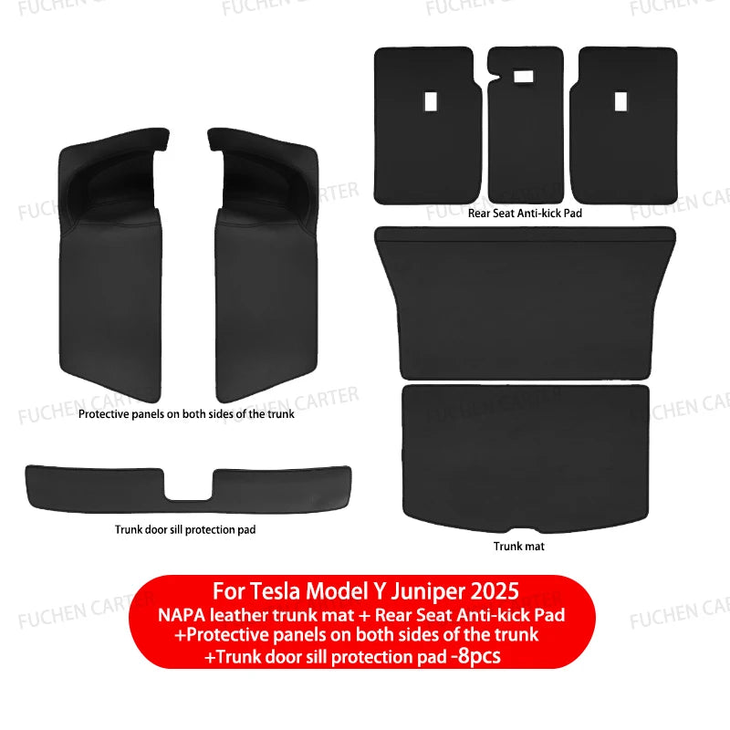 For Tesla Model Y Juniper Trunk Mat Full Coverage Trunk Both Side Guards Seat Backrest Protective Pad Cargo Liner Anti Dirty Mat