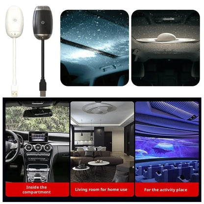 LED Starry Car Ambient Light USB Adjustable Focus Saturn Galaxy Large Range Projection Romantic Party Interior Decor Light