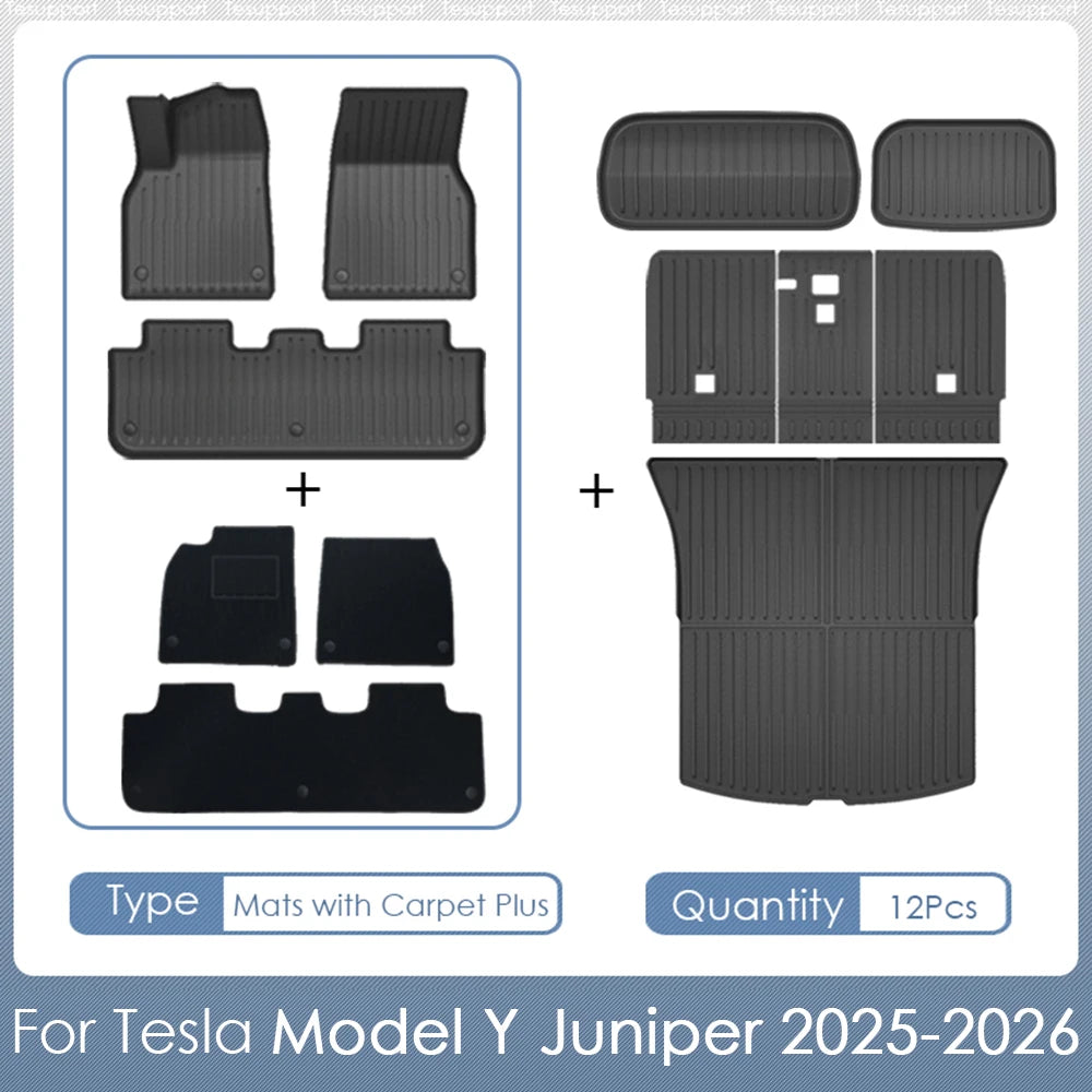 For Tesla Model Y Juniper 2026 Accessories TPE Floor Mats Cargo Liner Waterproof Trunk Mat for Tesla Model Y Juniper Accessories
