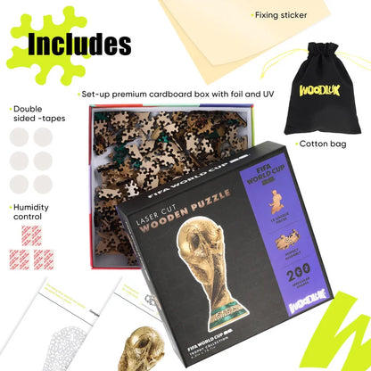 FIFA Official 2026 USA Mexico Canada World Cup Trophy Wooden Puzzle Laser Cut 3D Puzzle Home Decor Football Fans Souvenir Gifts