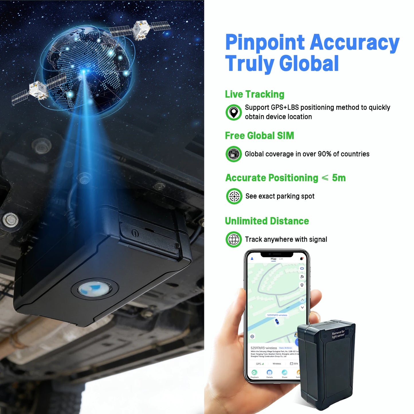4G＋2G GPS Tracker 6000mAh | 90 Days Long Standby | Real-time Location & Geo-Fence | $5/Month Subscription
