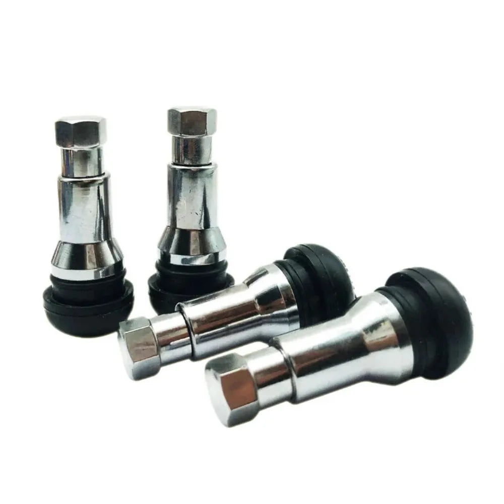 4/10/20/50Pcs Chrome Tubeless Tire Valve TR413 /414 Disc Straight Nipple Wheel Nipple Tire Valve Stems Rubber Dust Caps