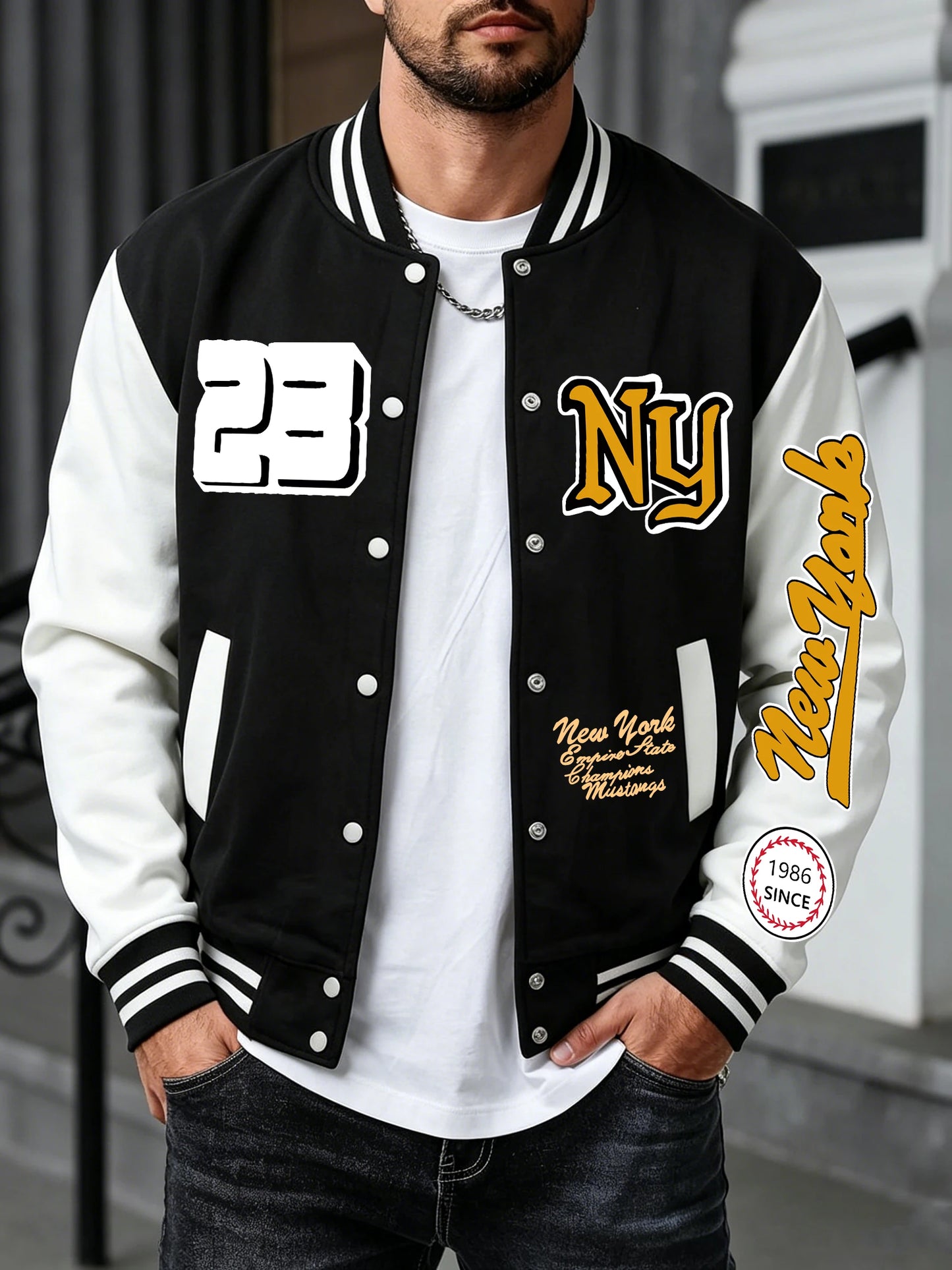 New York City Art Letter Prints Men Pocket Tracksuit Autumn Winter Jackets Fashion Soft Baseball Jersey Loose Sports Clothes