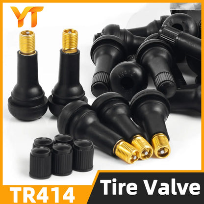 4/8/10/24pcs Tr414 Black Rubber Snap In Tire Valve Insert Rubber Tire Valve Core Replacement Standard Vehicle Tubeless Wheel Rim