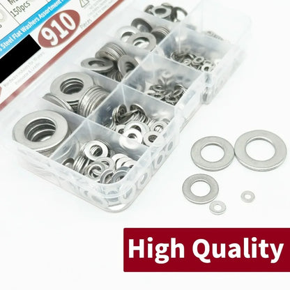 910/200pcs Flat Washers Assortment Kit (M2 M2.5 M3 M4 M5 M6 M8 M10 M12) Suitable for Home Decoration