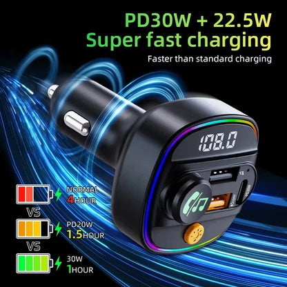 Best FM Transmitter Bluetooth 5.3 Hands-Free Car AUX Radio Modulator MP3 Player with Fast Charging Adapter Auto Accessories New