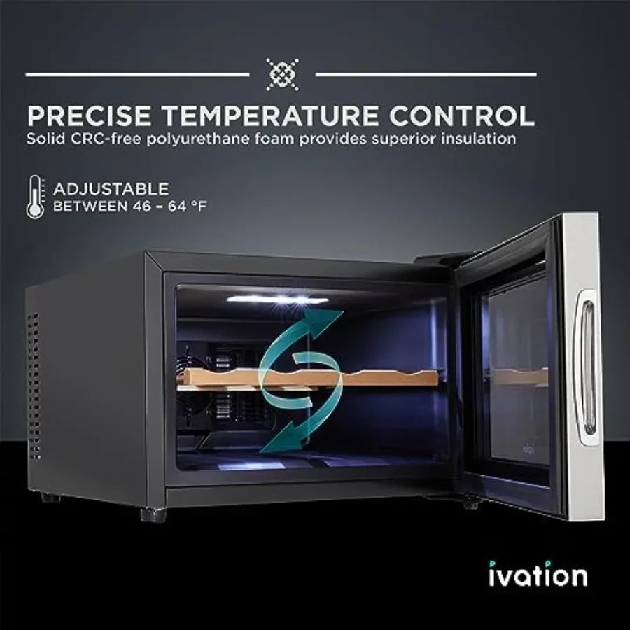 Counter Top Thermoelectric Wine Cooler for Red White Wine Red Finish, Digital Temperature Control, Quiet Freestanding Refrigera