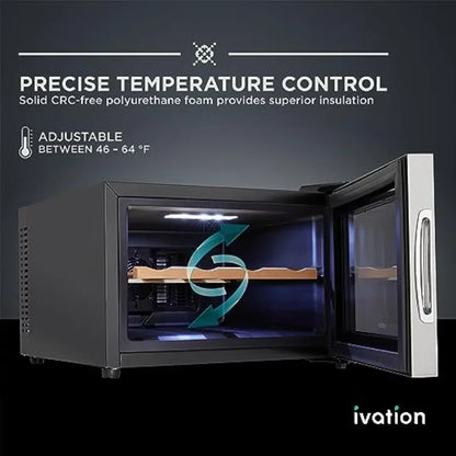Counter Top Thermoelectric Wine Cooler for Red White Wine Red Finish, Digital Temperature Control, Quiet Freestanding Refrigera
