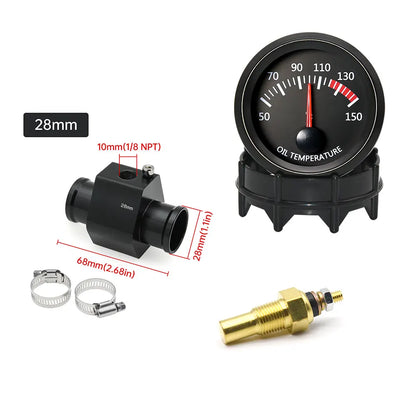 52MM Water Temperature / Oil Temp 12V Car Gauge + 26MM-40MM Adapter With Temp Sensor Collocation Car Accessories For All Vehicle