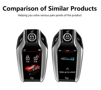 LCD Smart Car Key Display 4 Buttons Multi Language Type C Charging Keyless Entry Carkey