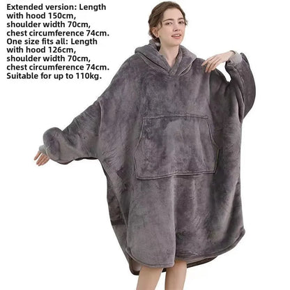 Thick Flannel Robe Couples Long Winter Pajamas Men Women Home Clothes Warm Blanket Style Sleepwear Youth Pure Color