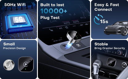 2-in-1 Wireless CarPlay & Android Auto Adapter, Plug & Play CarPlay Dongle Converts Wired to Wireless, Fast Auto-Connect, No Del