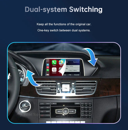 Road Top Wireless CarPlay for Mercedes Benz E-Class W212 E Coupe C207 NTG4.5/4.7/5.0 2011-2015 with Airplay Android Auto