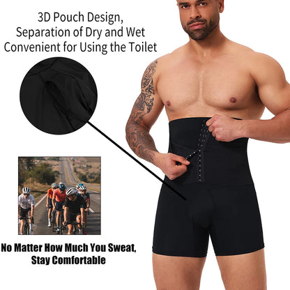 Slimbelle Men's Shapewear Boxer High Waist with Hook Fajas Tummy Control Shorts Slimming Body Shaper High Stretch Butt Lifter