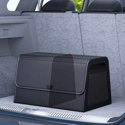 Car Trunk Organizer with 4-Point Magnetic Closure – PU Leather, Reinforced ABS Frame, Fits SUV, Sedan, and Home Use