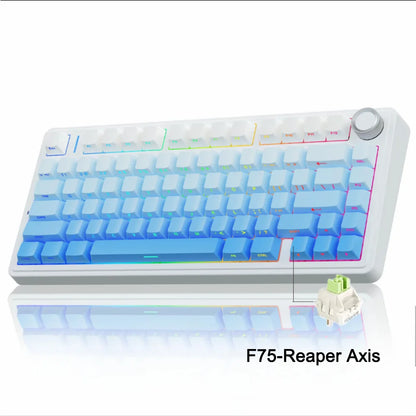 AULA Mechanical Keyboard F75 Three Modes Gaming Mechanical Keyboard Multi-function Knob Can Switch Between Game/Office Modes