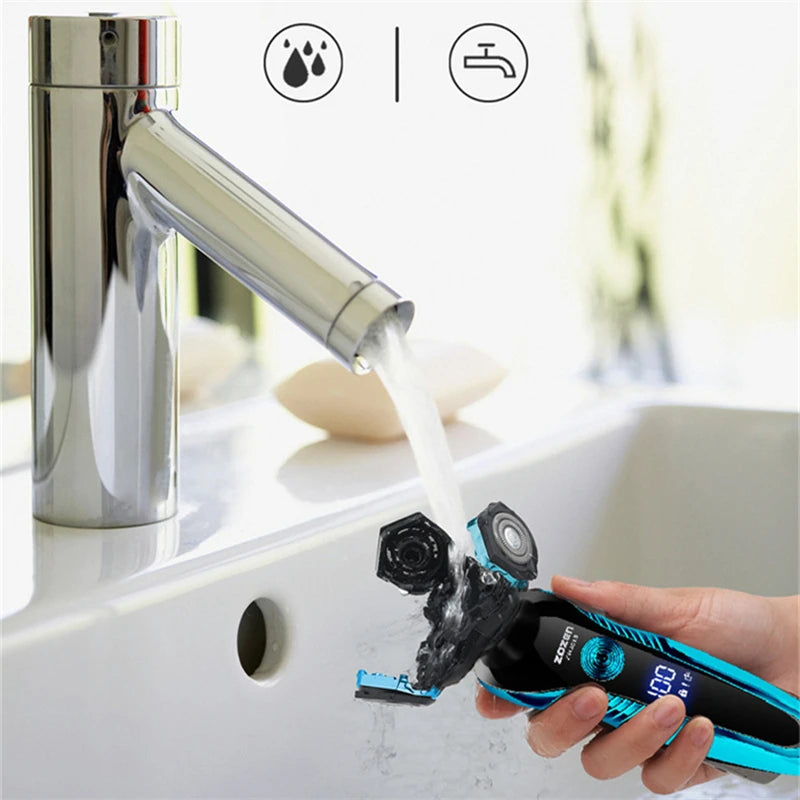 ZOZEN Electric Shaver Washable Rechargeable Electric Razor Shaving Machine for Men Body Hair Beard Trimmer Wet-Dry Use Washable