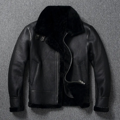 Genuine Leather Jacket Winter Large Mens Clothing Natural Sheepskin Fur Coats Black Bomber Jacket Jaqueta Masculina