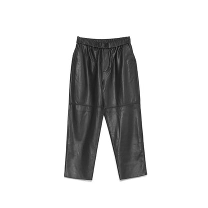 Genuine Leather Harem Pants Women Real Sheepskin Trousers High Elastic Waist 2026 New Streetwear Plus Size Pants Y2k Fashion