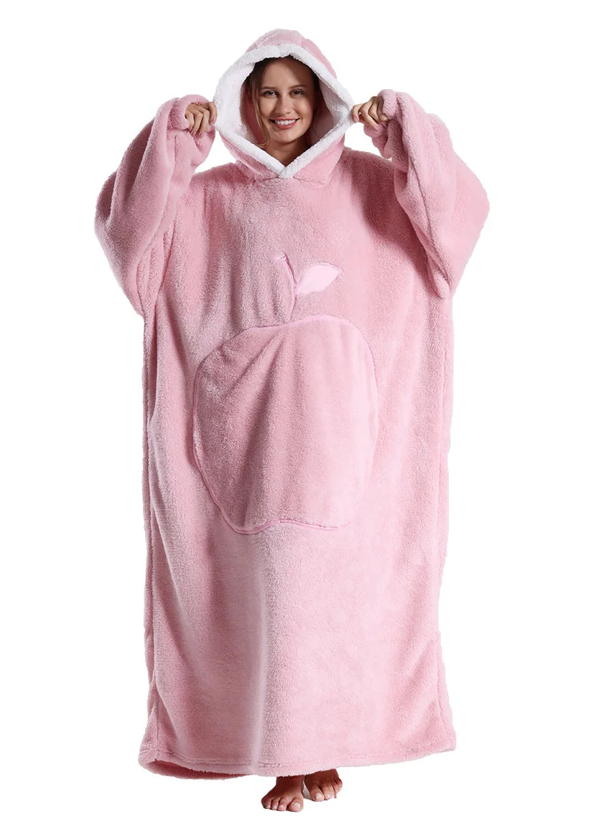Fashion Cartoon Oversized Blanket Hoodie for Women Men Hoodies Sherpa Fleece Winter Thick Plus Size Couple Sweatshirts Korean