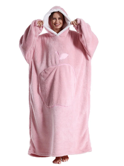 Fashion Cartoon Oversized Blanket Hoodie for Women Men Hoodies Sherpa Fleece Winter Thick Plus Size Couple Sweatshirts Korean