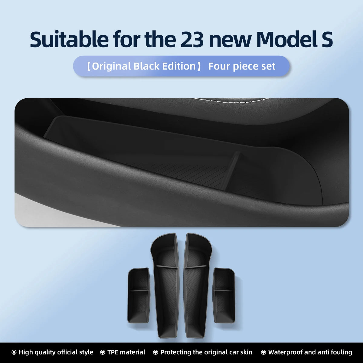 Car Door Side Storage Box  For Tesla Model X S 2023 2024 TPE Gate Slot Anti Dirty Storage Organizer Tidying Car Accessories
