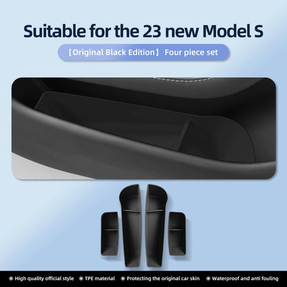 Car Door Side Storage Box  For Tesla Model X S 2023 2024 TPE Gate Slot Anti Dirty Storage Organizer Tidying Car Accessories