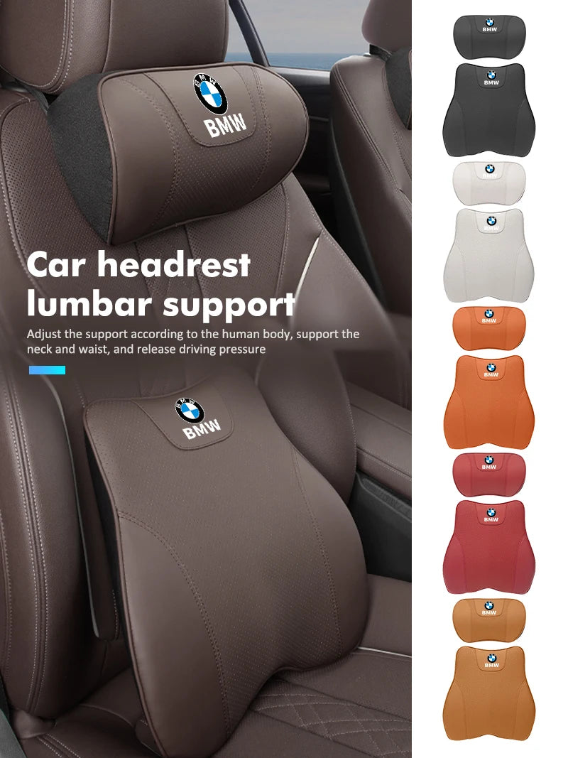 Car Headrest Lumbar Support Pad Seat Back Pillow Auto Interior Accessories For BMW E87 E70 E91 E30 G20 E92 E93 E60 E46 E90 G30