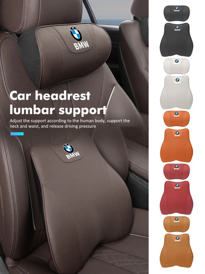 Car Headrest Lumbar Support Pad Seat Back Pillow Auto Interior Accessories For BMW E87 E70 E91 E30 G20 E92 E93 E60 E46 E90 G30