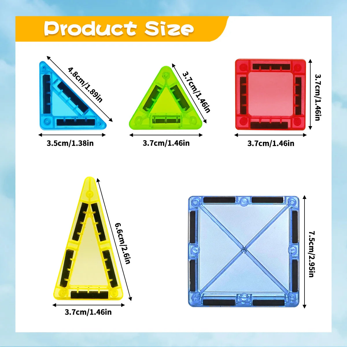 Mini Magnetic Building Blocks, Magnetic Tiles for Children, Travel-Friendly, Easy to Carry, Various Sizes, Combination Building Toys, Birthday and Holiday Gifts
