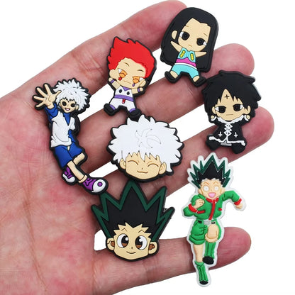 9pcs MIX Japanese Manga Shoe Charms Fall winter Accessories Decorations PVC Classic Clog Buckle for Kids Party X-mas Gifts