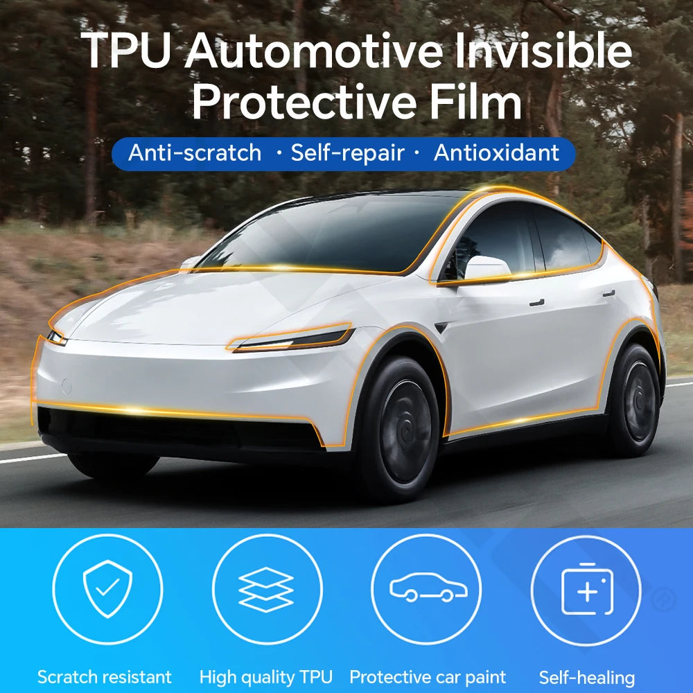 For Tesla Model Y Standard 2026 Clear High Gloss TPU PPF Paint Protection Film Self-Healing Scratch Resistant Invisible Car Wrap