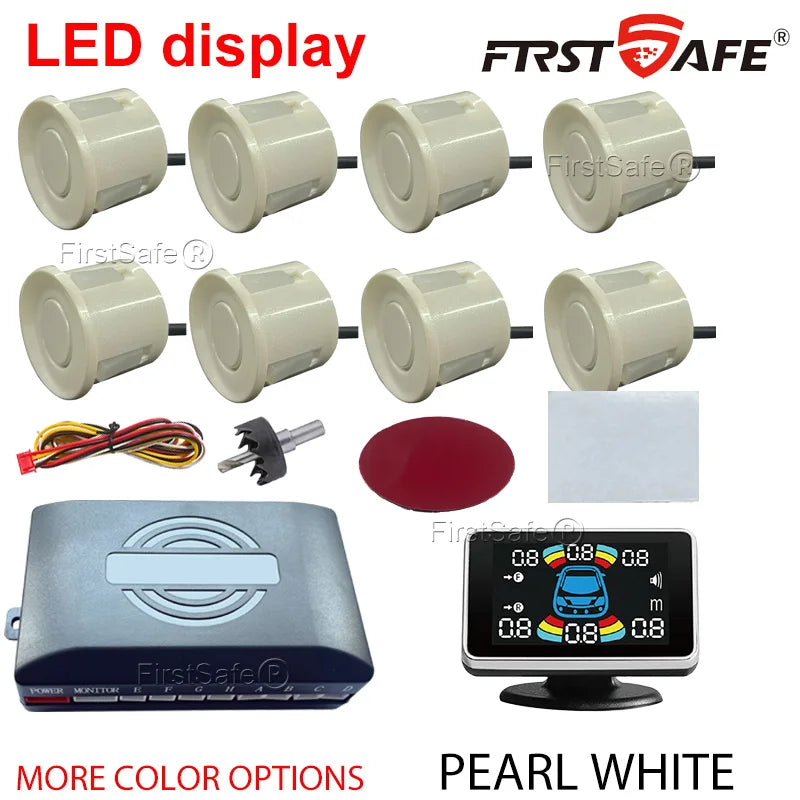 22mm Reversing Radar LED Parking Sensor Kit 6/8 Probes Multi Language Alarm Indicator 12 Colors Universal Auto Safety Accessorie